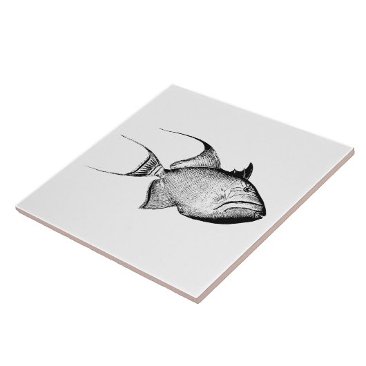  trigger vis Antiek Hawaiian print blanco Tegeltje (Zijkant)