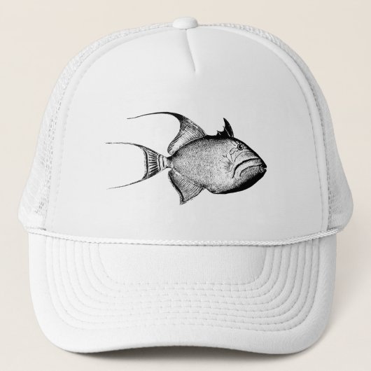  trigger vis Antiek Hawaiian print blanco Trucker Pet (Voorkant)