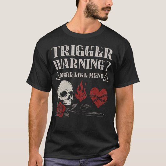 Trigger Warning Dark Romance Reader Spicy Bookish T-shirt (Voorkant)