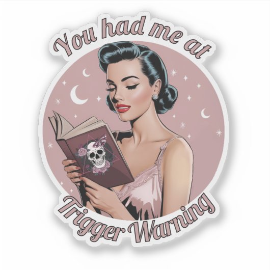 Trigger Warning Pin Up Reader Sticker (Voorkant)