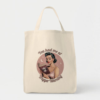 Trigger Warning Pin Up Reader Tote Bag
