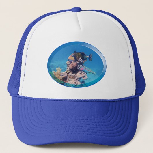 Triggerfish bij koraalrif - Fotografisch ontwerp | Trucker Pet (Voorkant)