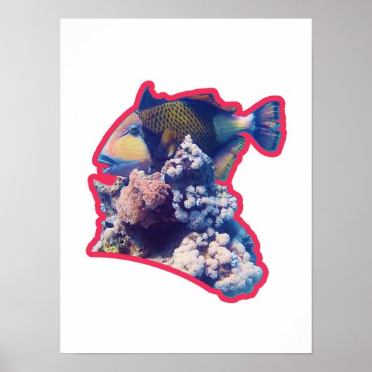 Triggerfish | Rode Omrande Organische Gewas View | Poster (Voorkant)