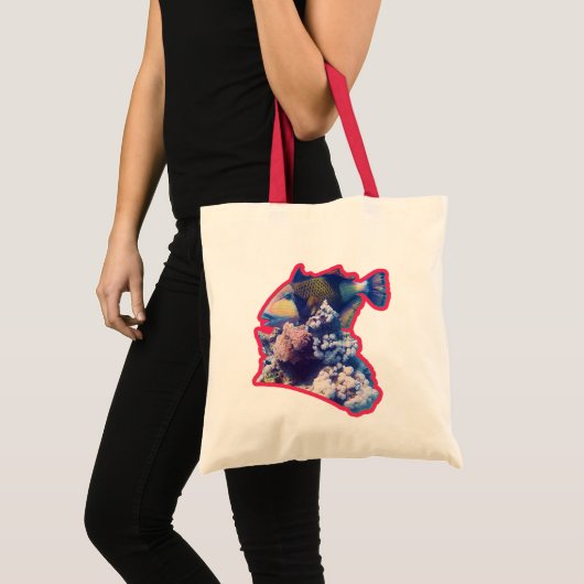 Triggerfish | Rode Omrande Organische Gewas View | Tote Bag (Voorkant (product))