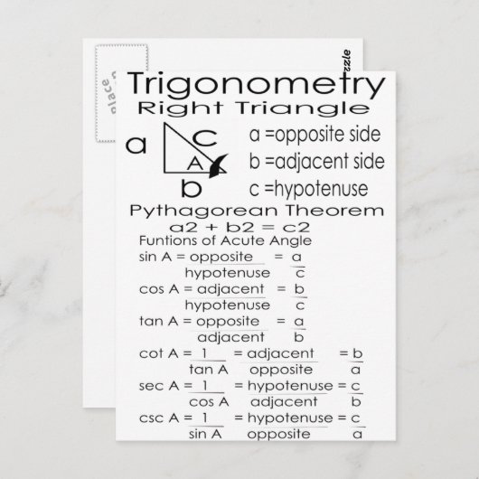 trigonometrie briefkaart (Voorkant / Achterkant)