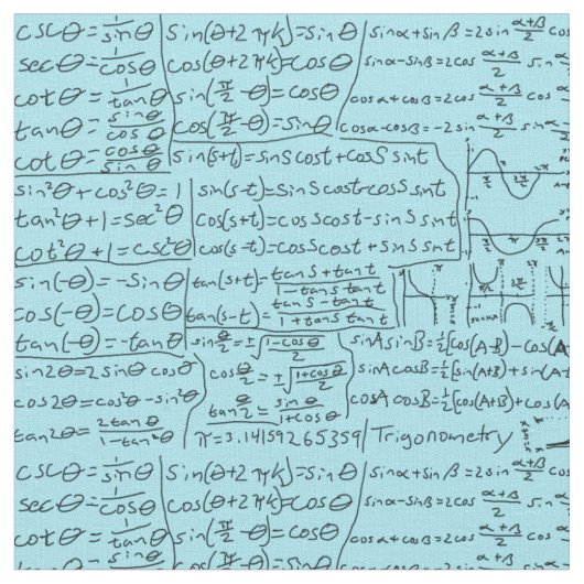 Trigonometrie Cheat Sheet, blauw Stof (Close Up)