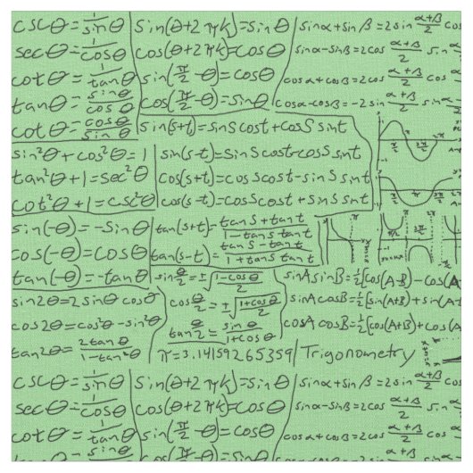 Trigonometrie Cheat Sheet, groen Stof (Close Up)