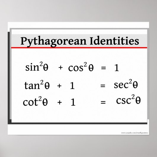 Trigonometrie Poster: Pythagoreaanse identiteiten Poster (Voorkant)