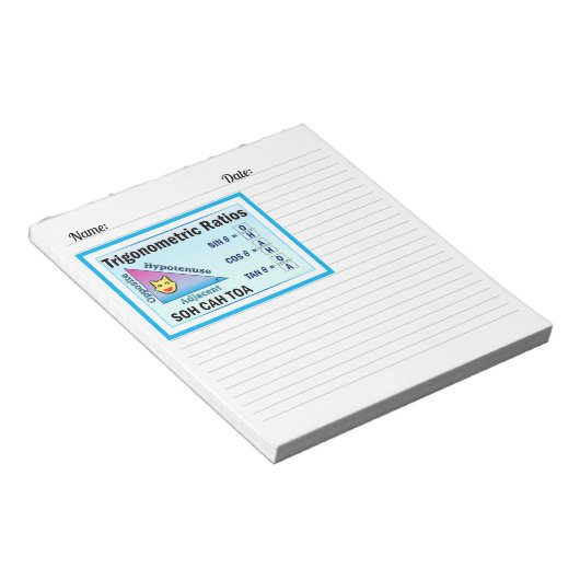 Trigonometrie SOH CAH TOA Blauw Notitieblok (Schuin)