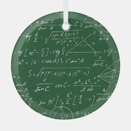 Trigonometrieformules geometrisch schoolbordpatroo glas ornament (Voorkant)