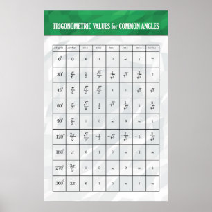 Trigonometrische waarden - Wiskunde Poster