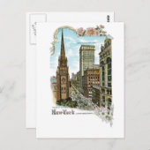 Triinity Church. New York, onderaan Broadway Briefkaart (Voorkant / Achterkant)