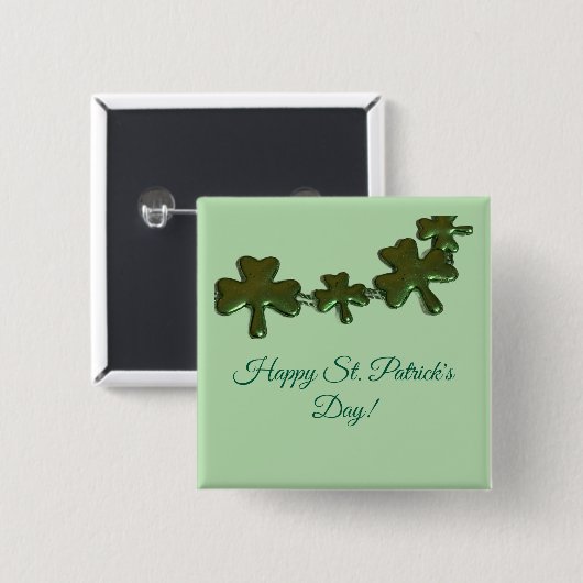 Trijeblatt St. Patrick's Day-knop Vierkante Button 5,1 Cm (Voorkant /achterkant)
