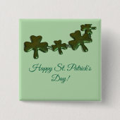 Trijeblatt St. Patrick's Day-knop Vierkante Button 5,1 Cm (Voorkant)