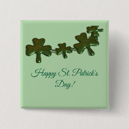 Trijeblatt St. Patrick's Day-knop Vierkante Button 5,1 Cm
