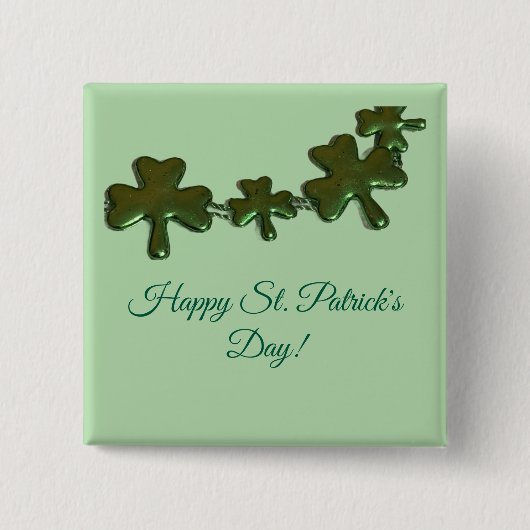 Trijeblatt St. Patrick's Day-knop Vierkante Button 5,1 Cm (Voorkant)