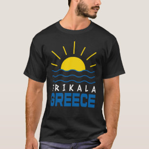Trikala Griekenland zon en Zee golven Mannen zwart T-shirt