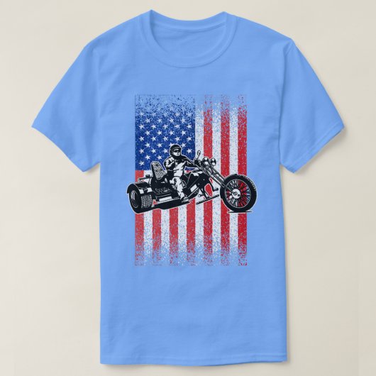 Triker Motorcycle Patriotic American Flag Trike Bi T-shirt (Design voorkant)