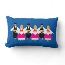 Trikeri Greece Dancers Lumbar Pillow