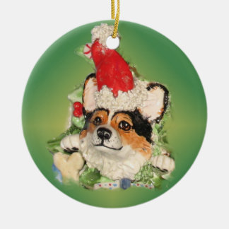 Trikleuren Santa Corgi Ornament