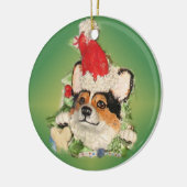 Trikleuren Santa Corgi Ornament (Links)