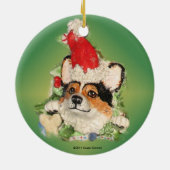 Trikleuren Santa Corgi Ornament (Achterkant)