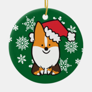 Trikleuren Santa Hat Corgi Ornament   CorgiDingen