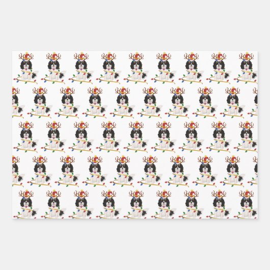 Trikleurige kerstfeestdag met Cavalier Inpakpapier Vel (Voorkant 3)