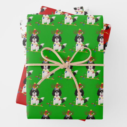 Trikleurige kerstfeestdag met Cavalier Inpakpapier Vel (In situ)