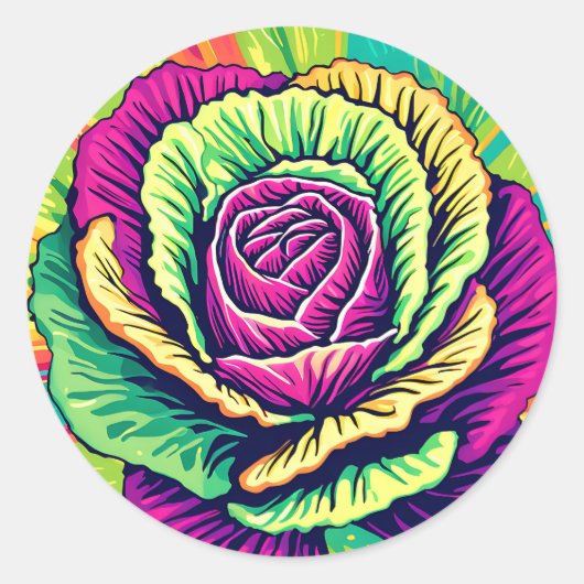 Trilende Kool Pop Art Ronde Sticker (Voorkant)