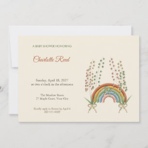 Trilgras Regenboog Boho Baby Shower Uitnodiging