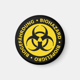Trilinguale waarschuwing voor biogevaren magneet
