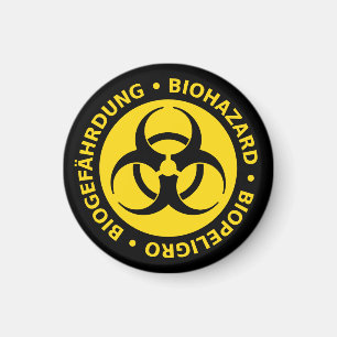 Trilinguale waarschuwing voor biogevaren magneet