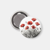 Triljartrode Klaproos Bloemenweide Magneet (Voorkant / Achterkant)