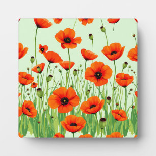 Triljst Oranje Klaprozenveld Aquarel Zomer Fotoplaat