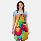 Trilkerige Kersen Kunst Schort (Gedragen)