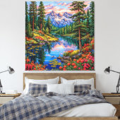 Trillend berglandschap met reflectie canvas afdruk (Insitu (Slaapkamer))