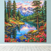 Trillend berglandschap met reflectie canvas afdruk (Insitu (Houten vloer))