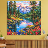 Trillend berglandschap met reflectie canvas afdruk (Insitu (Woonkamer))