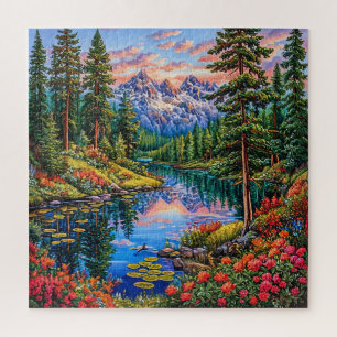 Trillend berglandschap met reflectie legpuzzel