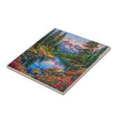 Trillend berglandschap met reflectie tegeltje (Zijkant)