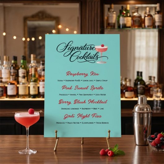 Trillend frambozen cocktail menubord  poster