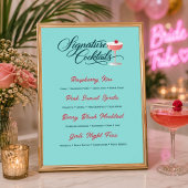 Trillend frambozen cocktail menubord  poster