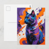 Trillend Kubistisch Kat Portret Briefkaart (Voorkant / Achterkant)