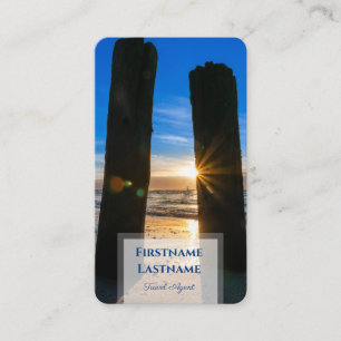 Trillend maritiem strand zonsondergang reisagent o visitekaartje