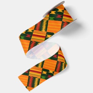Trillend modern Kente-stof geïnspireerde print Satijnen Lint
