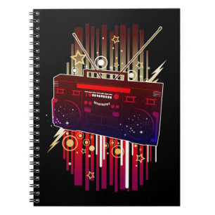 Trillend Neon Luidsprekerontwerp met Retro Muziek Notitieboek