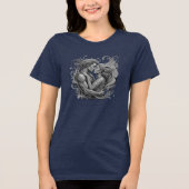 Trillend Paar Omhelst Psychedelische Stromende Kun Tri-Blend Shirt (Voorkant)