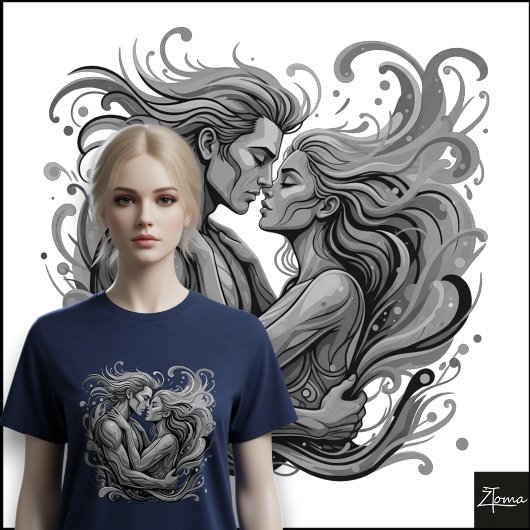 Trillend Paar Omhelst Psychedelische Stromende Kun Tri-Blend Shirt