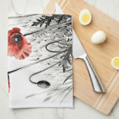 Trillend rood klaproos bloemenveld theedoek (Quarter Fold)